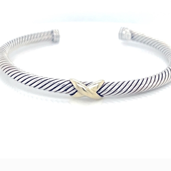 💎David Yurman 925 & 14k gold 5mm Signature X Cable Bracelet. - Picture 1 of 14